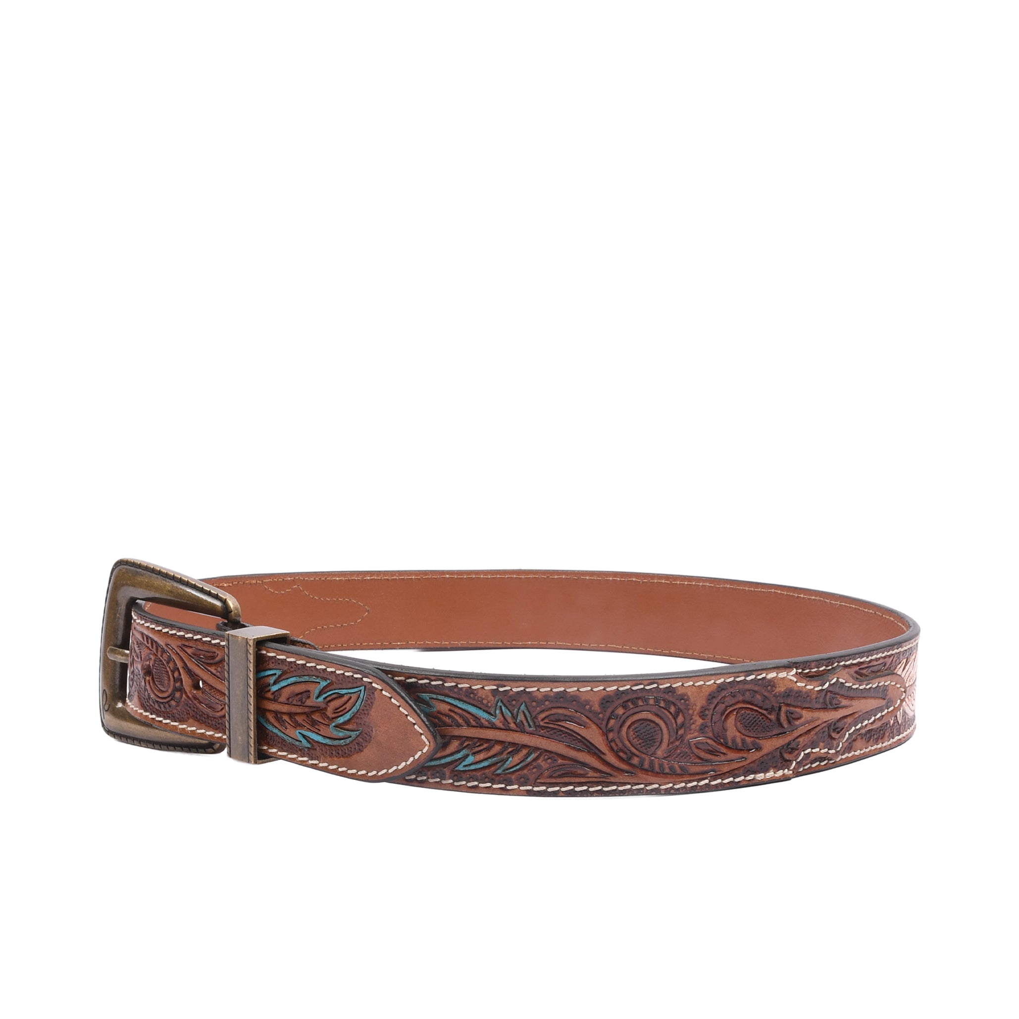 RIVIERA LUXE Gaucho Loop Antique Brass genuine leather loop belt with antique brass buckle for men India
