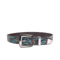 RIVIERA LUXE Turano Trail Silver embossed genuine leather belt with turquoise inlay and nickel buckle for men India