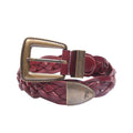 RIVIERA Rosso Windsor deep red braided leather belt with antique brass buckle for men