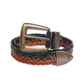 RIVIERA Windsor Weave Black and Tan two-tone braided leather belt for men with silver buckle