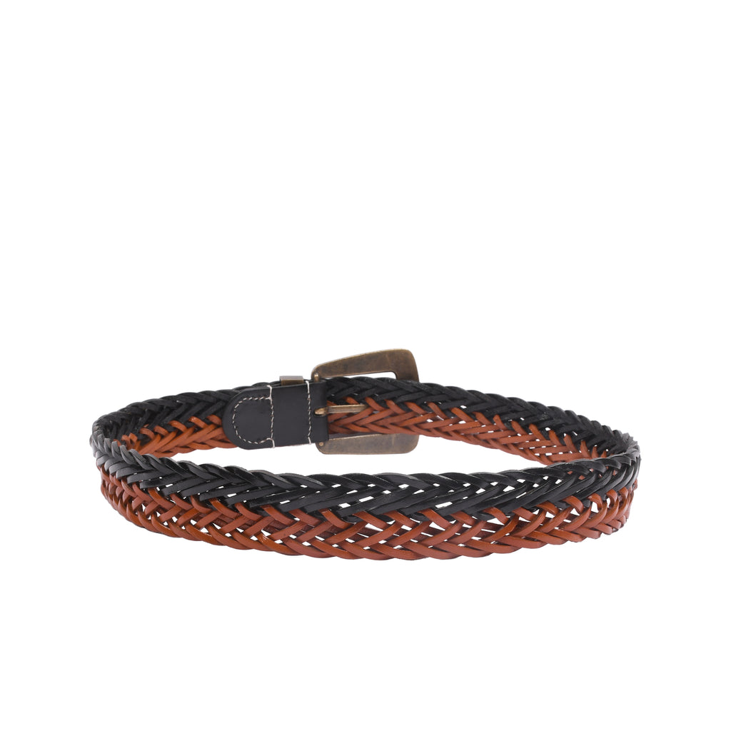 RIVIERA Windsor Weave belt side profile showing 35MM width and braided texture