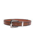 RIVIERA LUXE Dakota Basketweave Silver genuine leather belt with basketweave embossing and nickel buckle for men India